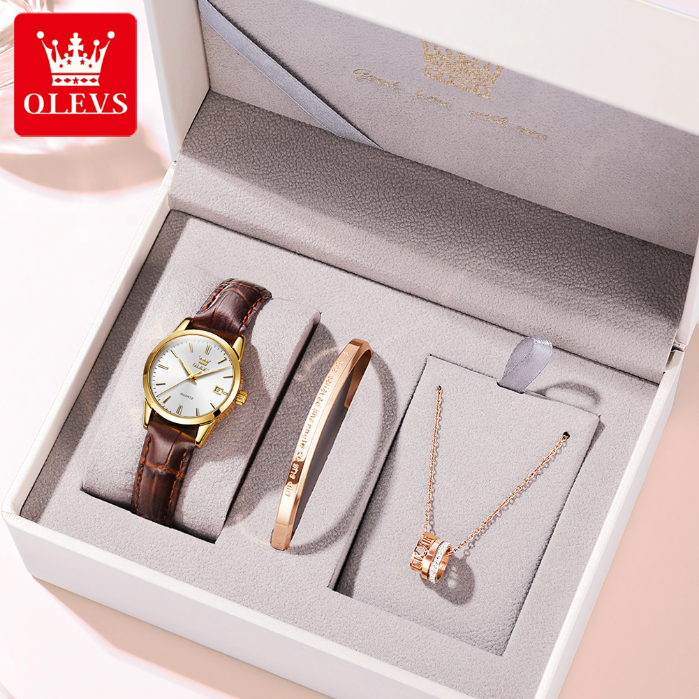 Leather Watch Strap - Olevs relógio 6898 relógios femininos original