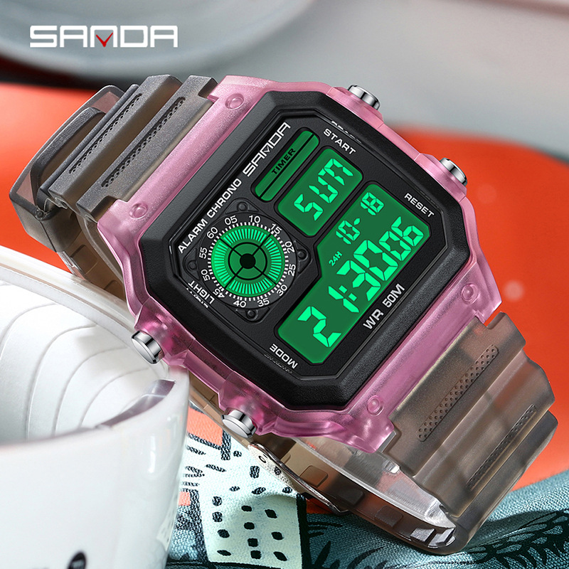 Chronograph Sport Watch - Relógio Feminino Eletrônico Fashyion Sanda Top
