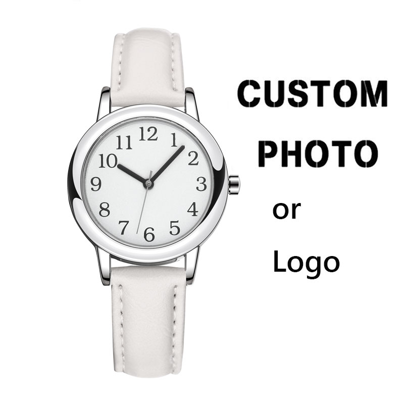 Leather Watch Strap - Pulseira branca fina relógio feminino personalizado