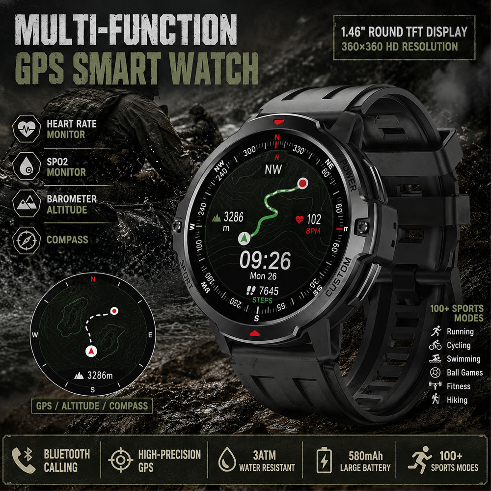 Smartwatch Timex Watches For Women - NOVO Smartwatch Militar GPS de 1,46