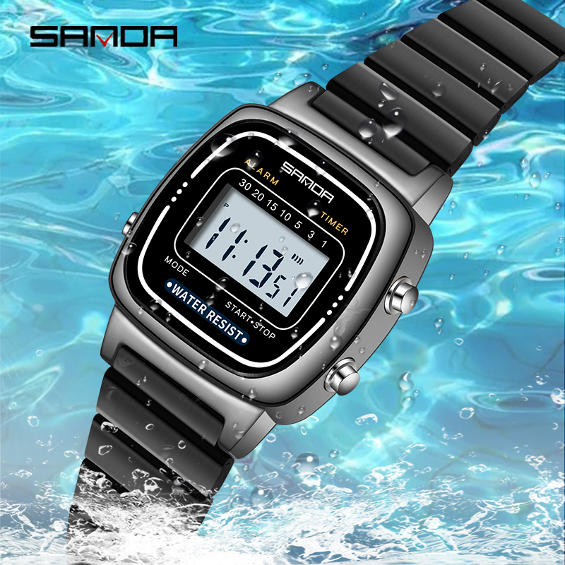 Sanda 6053 relógio eletrônico  - Chronograph Sport Watch avaliação e preço