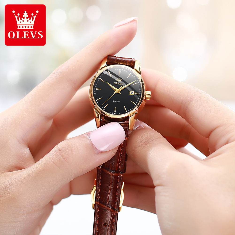Olevs relógio 6898 relógios fe - Leather Watch Strap avaliação e preço