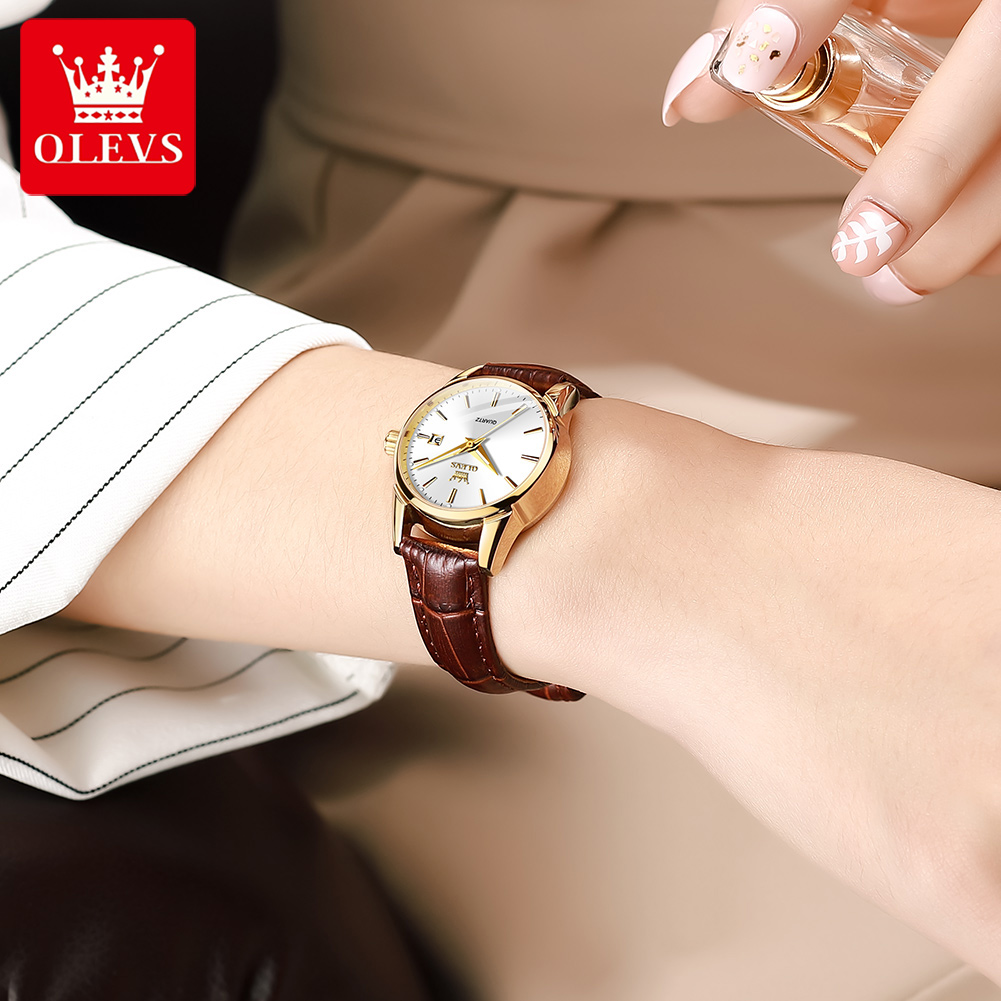 Olevs relógio 6898 relógios fe - Leather Watch Strap avaliação e preço