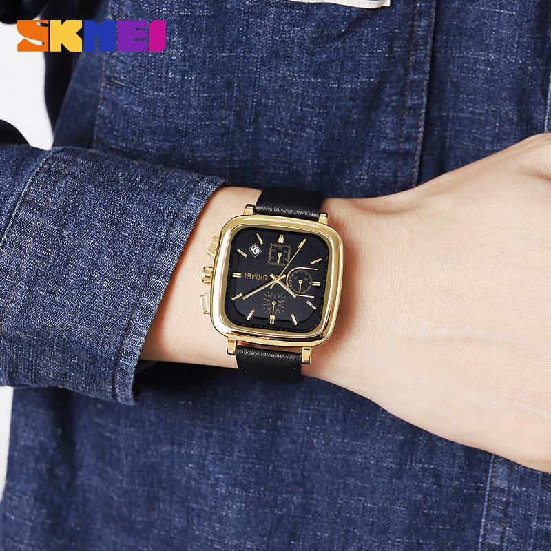 Relógio Masculino Quadrado de  - Leather Watch Strap avaliação e preço