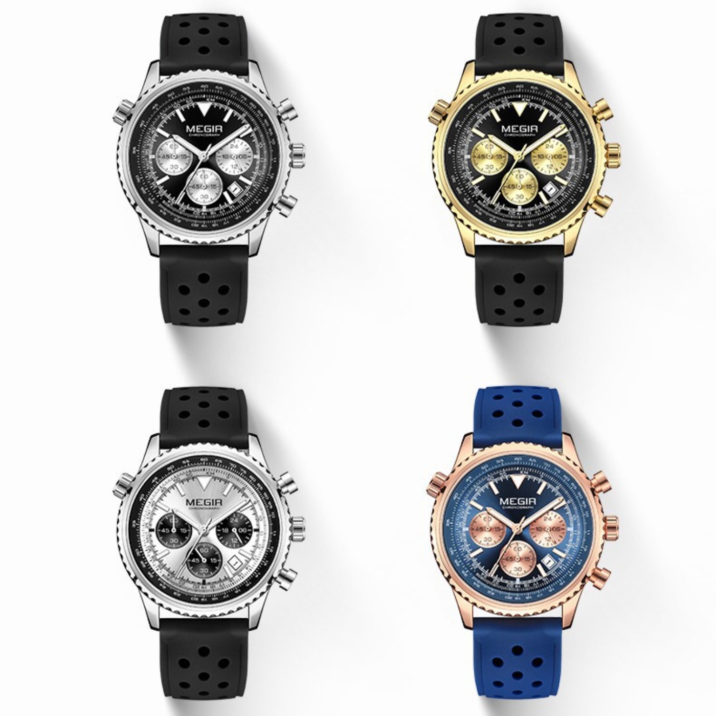 Relógio de quartzo preto prate - Chronograph Sport Watch avaliação e preço
