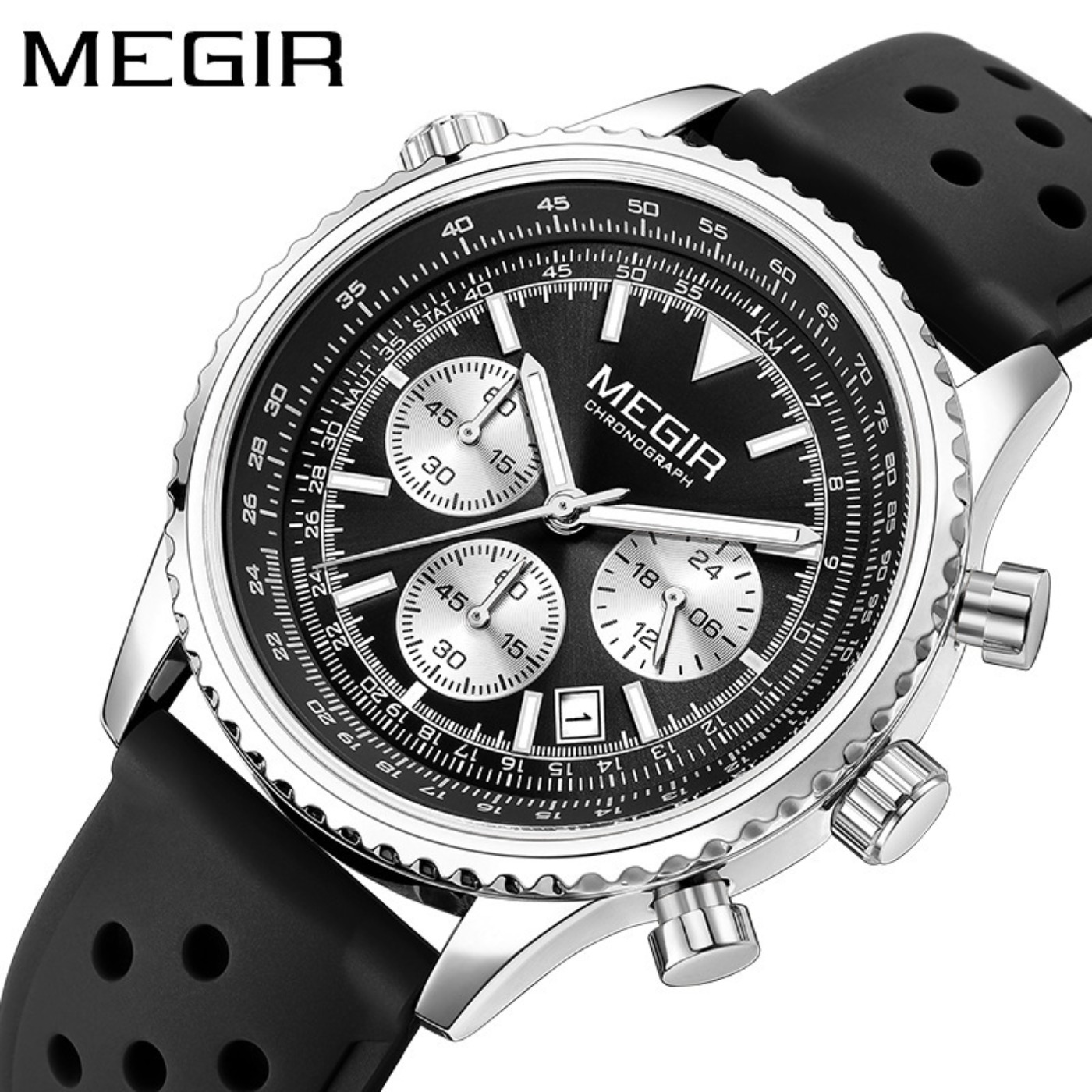 Relógio de quartzo preto prate - Chronograph Sport Watch avaliação e preço