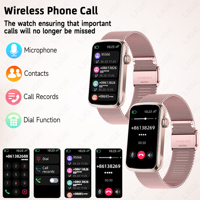 Lige 1.47 ''relógio inteligent - Smartwatch Ladies Watches For Women avaliação e preço