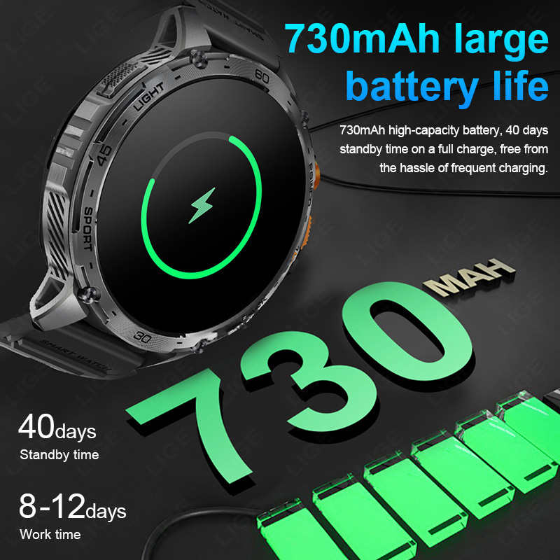 Lige 730mah bateria grande ult - Smartwatch Latest Watches For Men avaliação e preço
