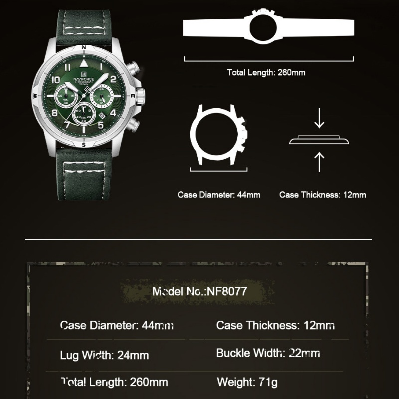 Relógio de Pulso Masculino NAV - Leather Watch Strap avaliação e preço