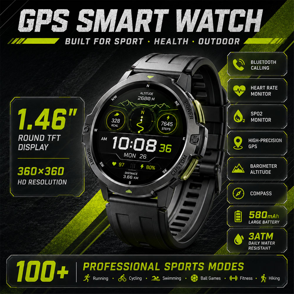 NOVO Smartwatch Militar GPS 3A - Smartwatch Timex Watches For Women avaliação e preço